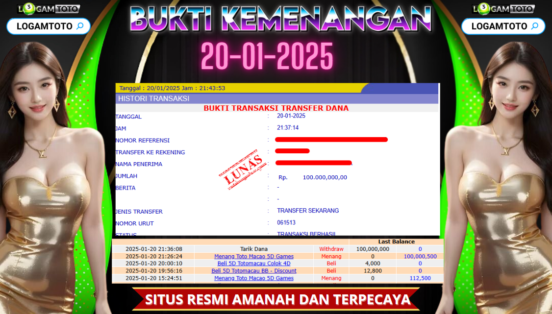 SELAMAT KEPADA MEMBER SETIA LOGAMTOTO BERHASIL JACKPOT DI PERMAINAN TOGEL TOTO MACAU 5D SEASON 2